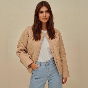 🤎 NA-KD Quilted Snap Front Jacket Size 38 M 🤎